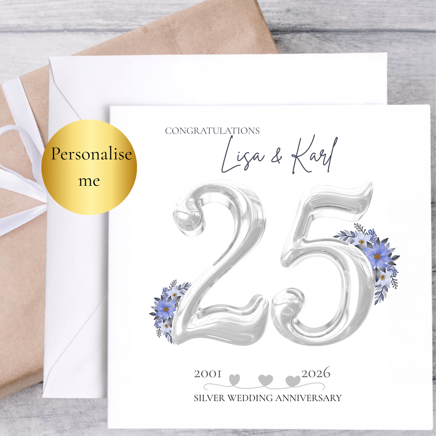 Personalised 25 year anniversary card