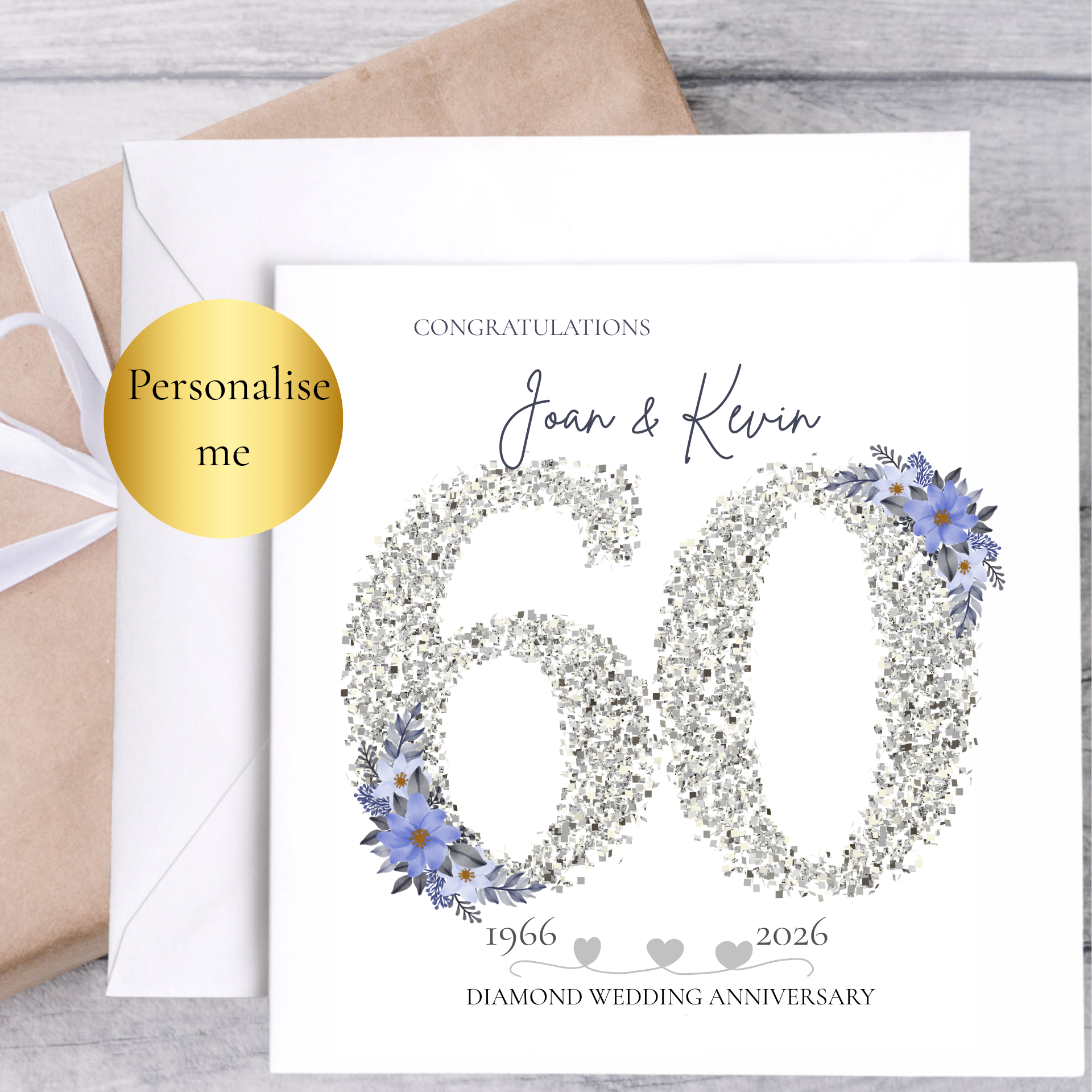 Diamond wedding anniversary card