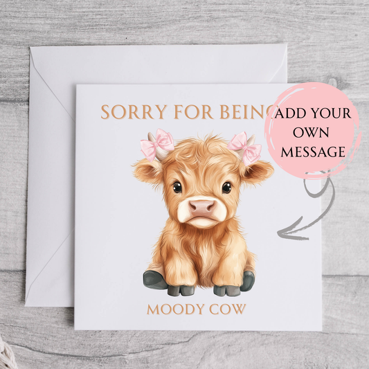 Highland cow card for an apology