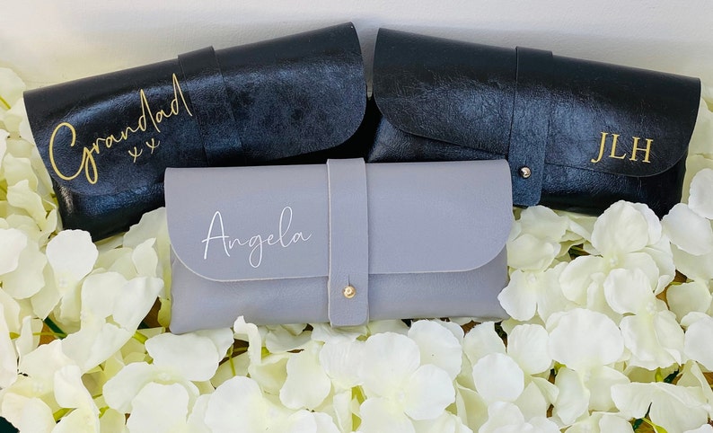 Personalised Leather Glasses Case with Name or Initials – Sunglasses Holder