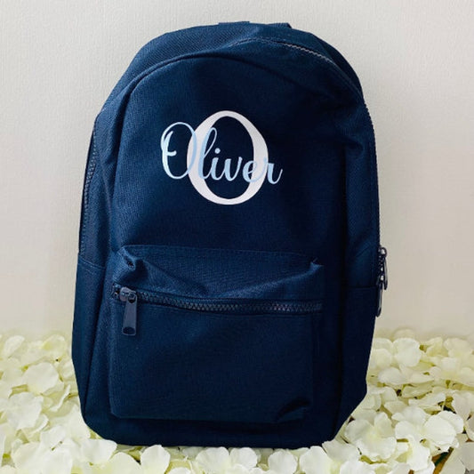 Personalised back pack, School bag, PE and Sports rucksack, Navy, Blue, Black, Green, Grey, name on