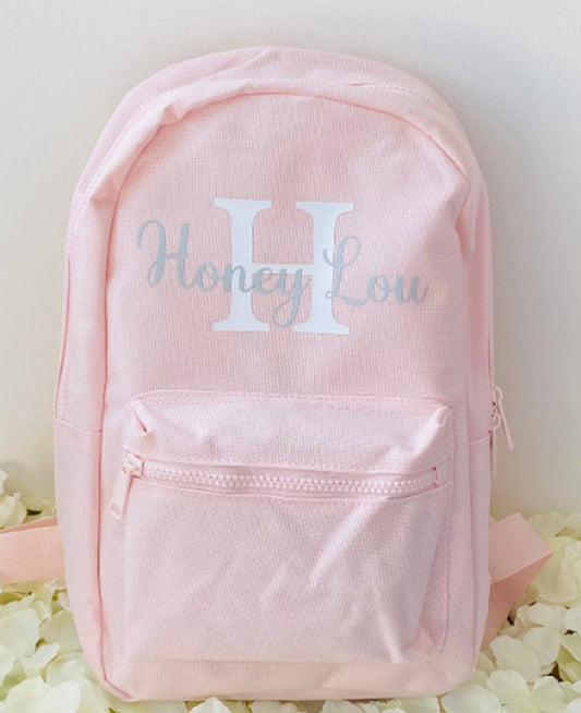 Personalised back pack, School bag, PE and Sports rucksack, Pink, Lavender, Hot Pink and Pistachio, name on