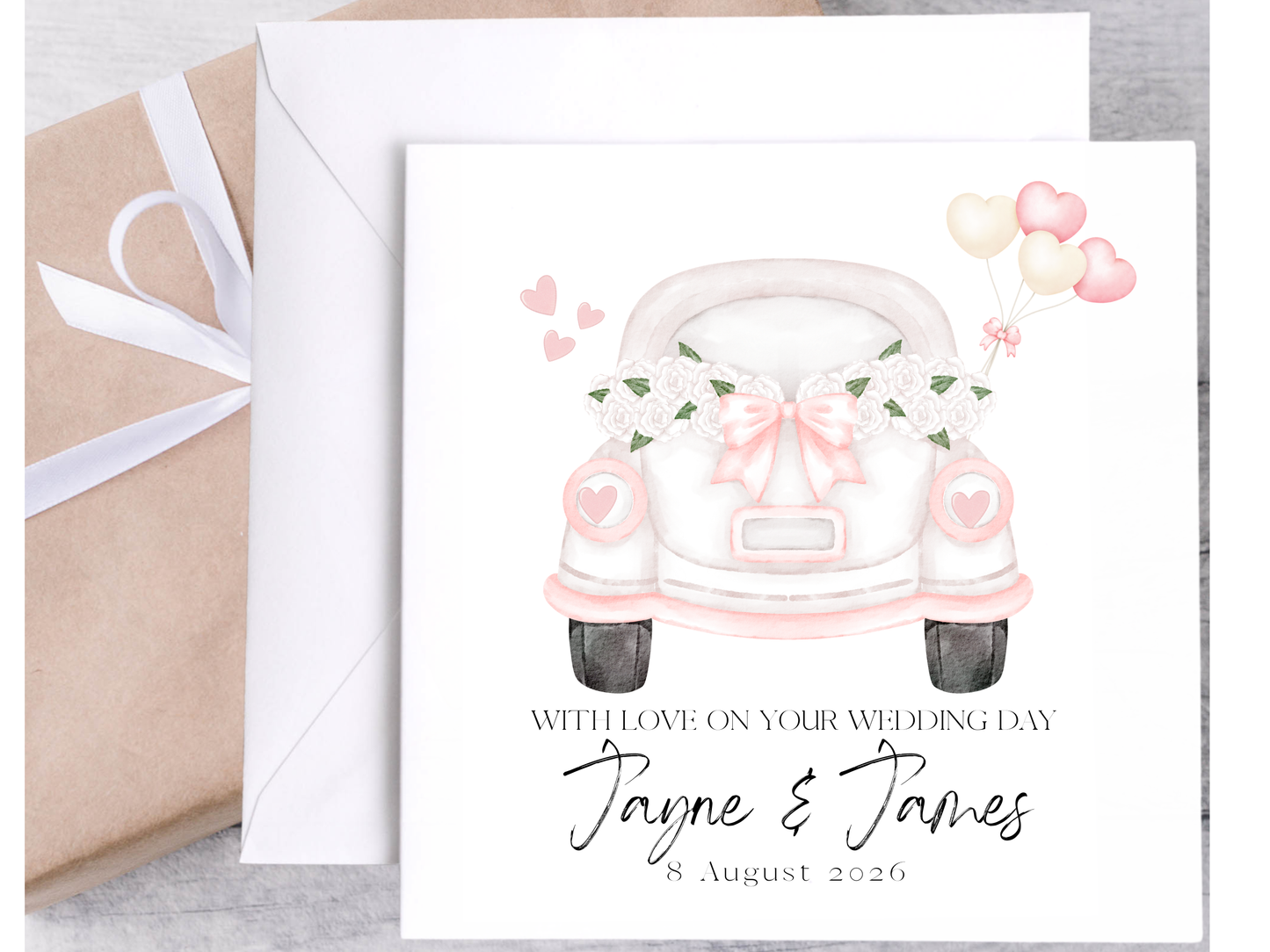 Personalised Newly Weds, 2026,  Wedding Card, Couple Wedding Car, Mr & Mrs, Mrs & Mrs, Mr & Mr, Custom Names Wedding Day Card